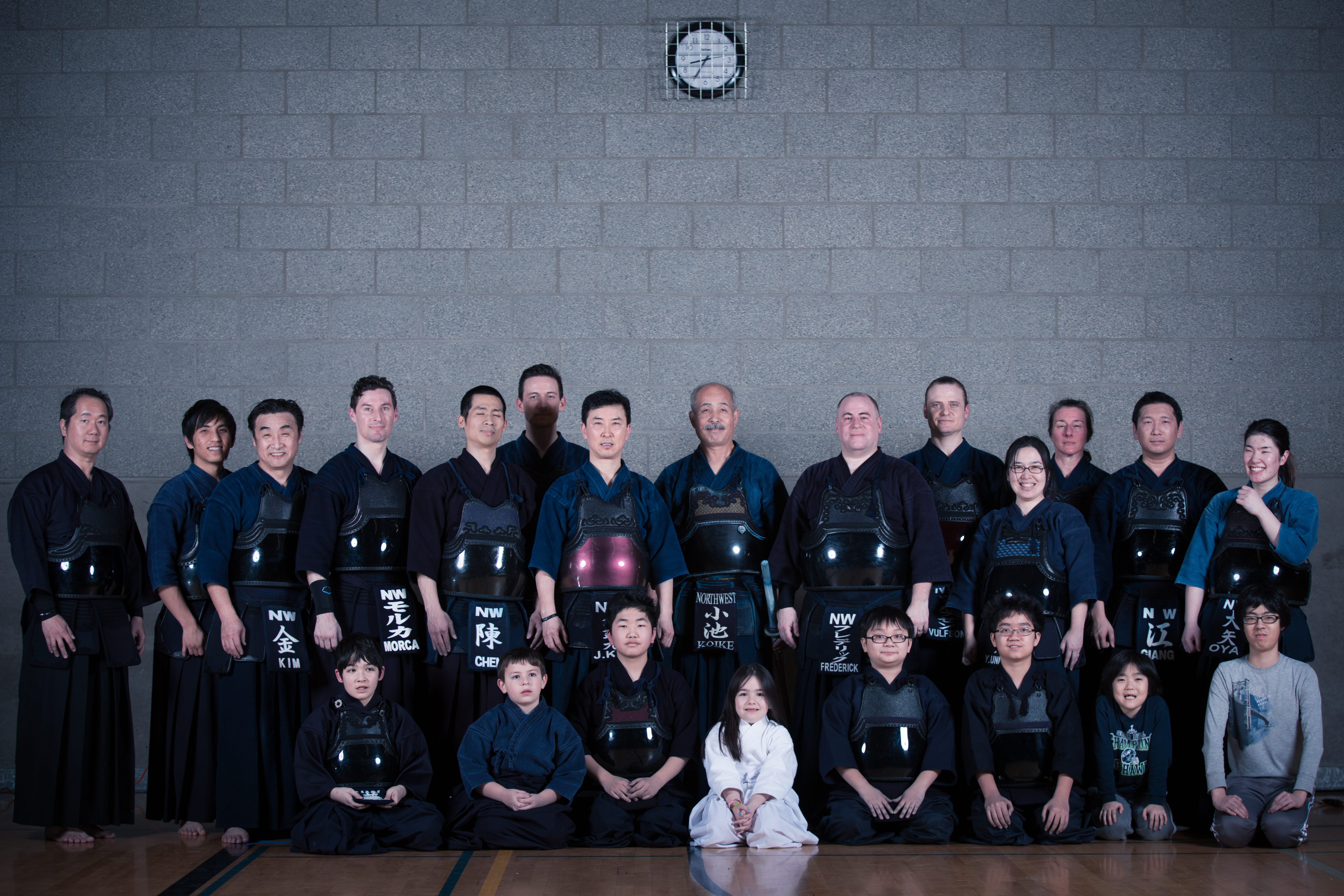 Northwest Kendo members posing together in armor